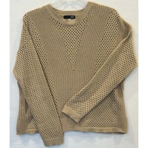 Kut from the Kloth Tan Knit Sweater Women's Sz M Pullover Long Sleeve Open Weave